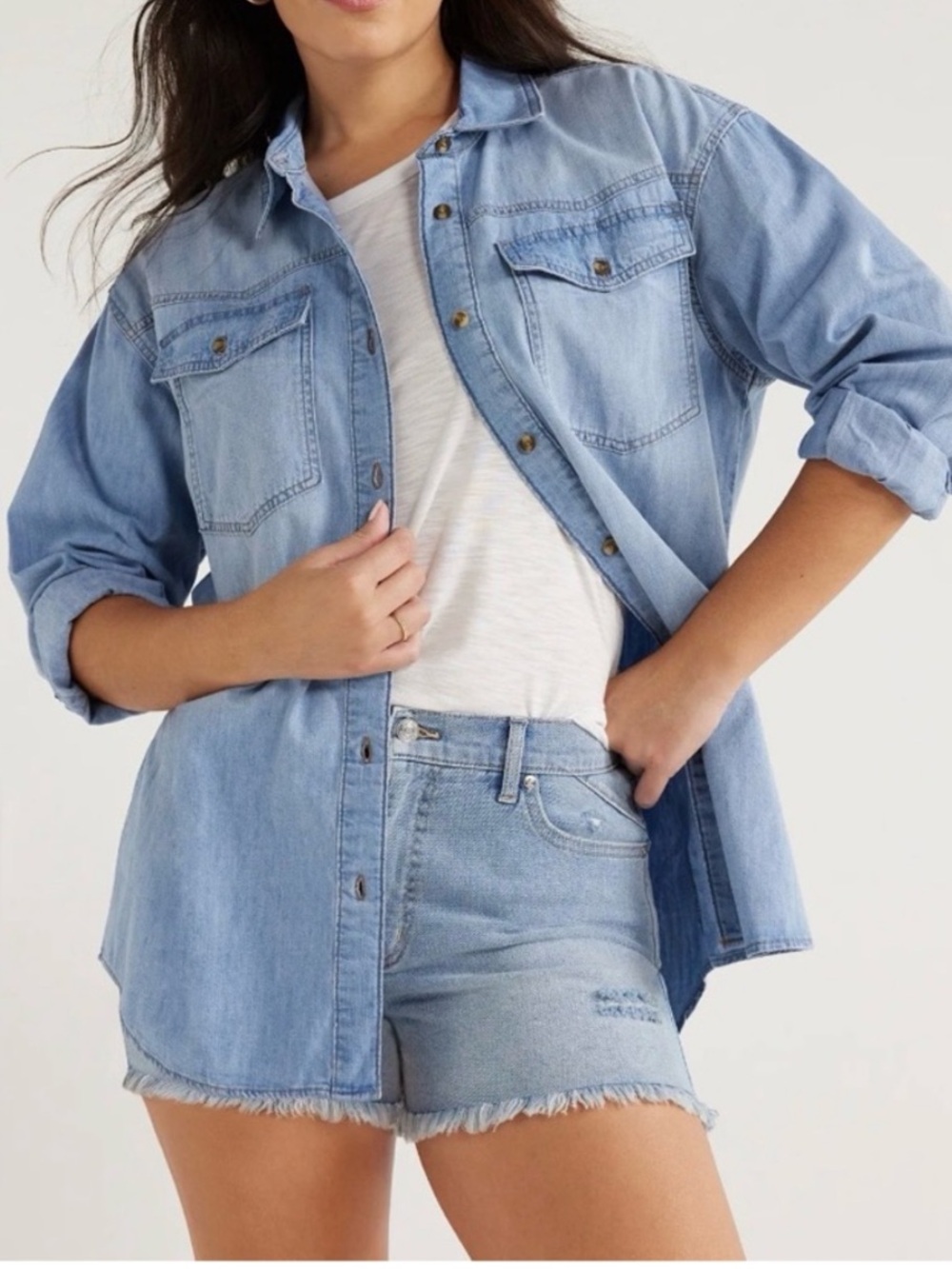 Sofia by Sofia Vergara Oversized Denim Boyfriend Shirt Size XXXL